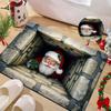 1pc 3D Santa Claus Peeking Doormat - Non-Slip Backing, Machine Washable Indoor/Outdoor Floor Mat, Durable Holiday Decorative Floor Mat Suitable for Ch