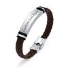 Men's Custom Text Here Leather Bracelets, Engraved Stainless Steel Blank Bar Leathers Bangle, New Simple Name Gift To Him