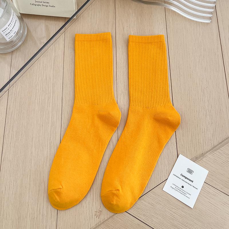 Bunte Damen Baumwoll Kniehohe Tanzsocken: Macaron Bonbonfarbe, Wadenlang, Japanischer Stil