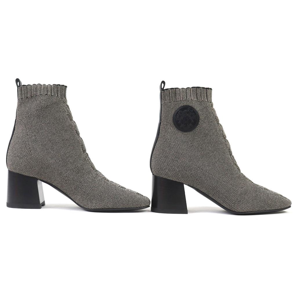 Pristine HERMES short boots Volver Knit technical fabric with leather 35.5 Used