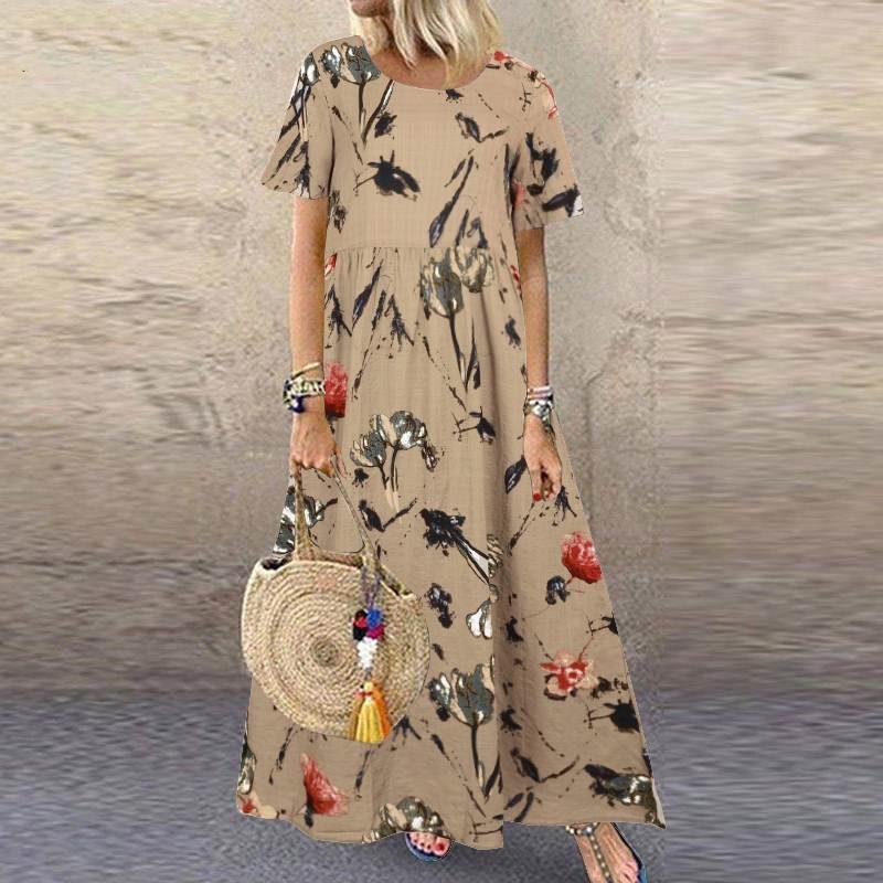 Summer Women's Short-sleeved Round-neck Women's Dress