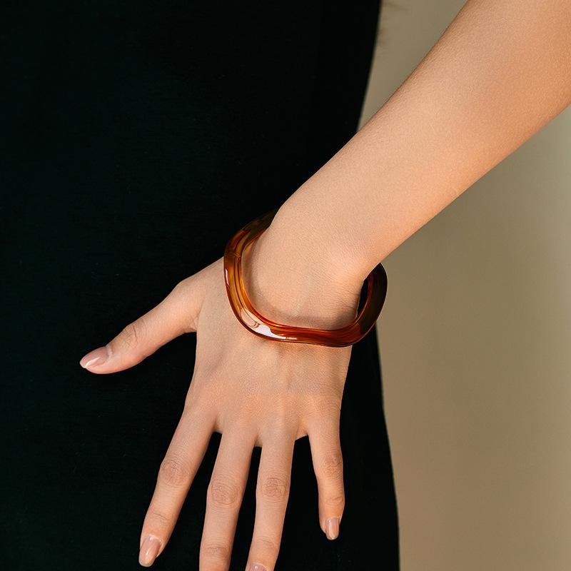 Bohemian Acrylic Bangle Geometric Hip Hop Irregular Wide Bracelet Europe American Style Exaggerated Retro Hand Ring Women