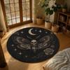 Gothic Death Moth Rug With Moon And Skull Design Witchy Round Carpet Occult Room Decor Dark Aesthetic Floor Mat For Spiritual