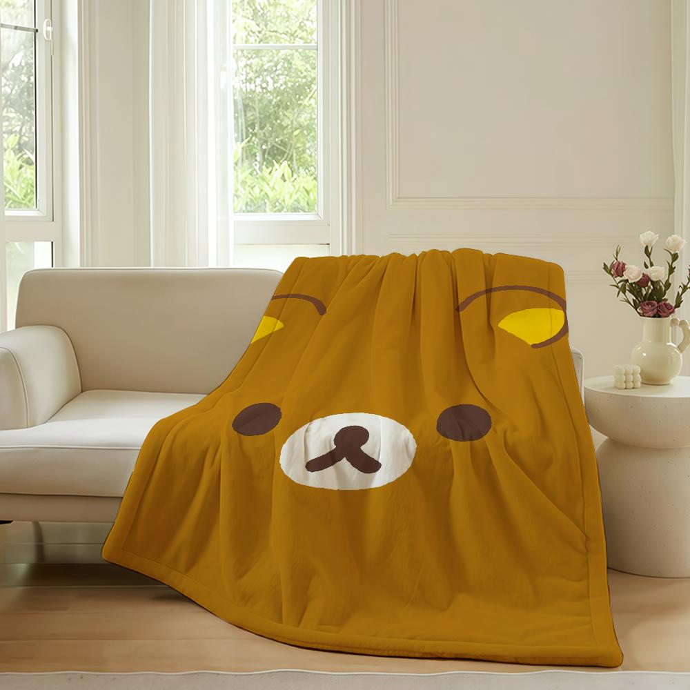 Kawaii R-Rilakkuma-Cartoon Blanket Warm Soft Suitable For Bedroom Sofa Bed Living Room Office Travel Camping Gifts