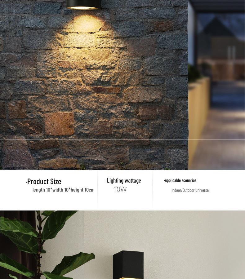 Universelle Wasserdichte Wandfluterleuchte für Balkon, Innenhof oder Terrasse - Außenbeleuchtung Up and Down