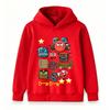 Kids Boys Girls Hoodie Cartoon Red Ball Angry Monsters Print Casual Pullover Hooded Sweatshirt For Children Daily Wear