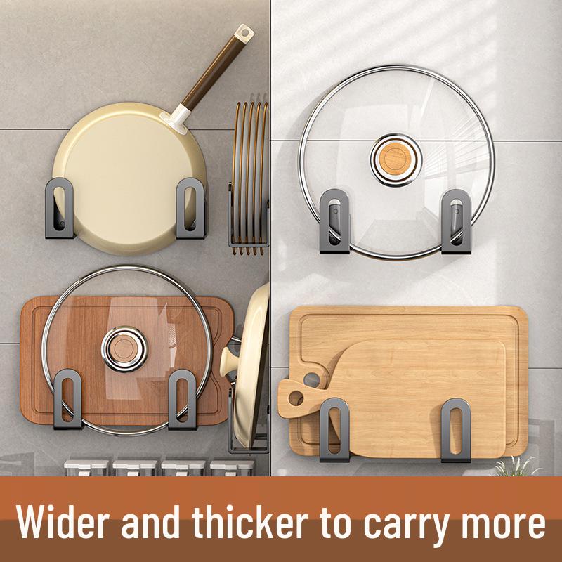 Wall-Mounted Punch-Free Multifunctional Kitchen Organizer for Pots, Lids, and Cutting Boards