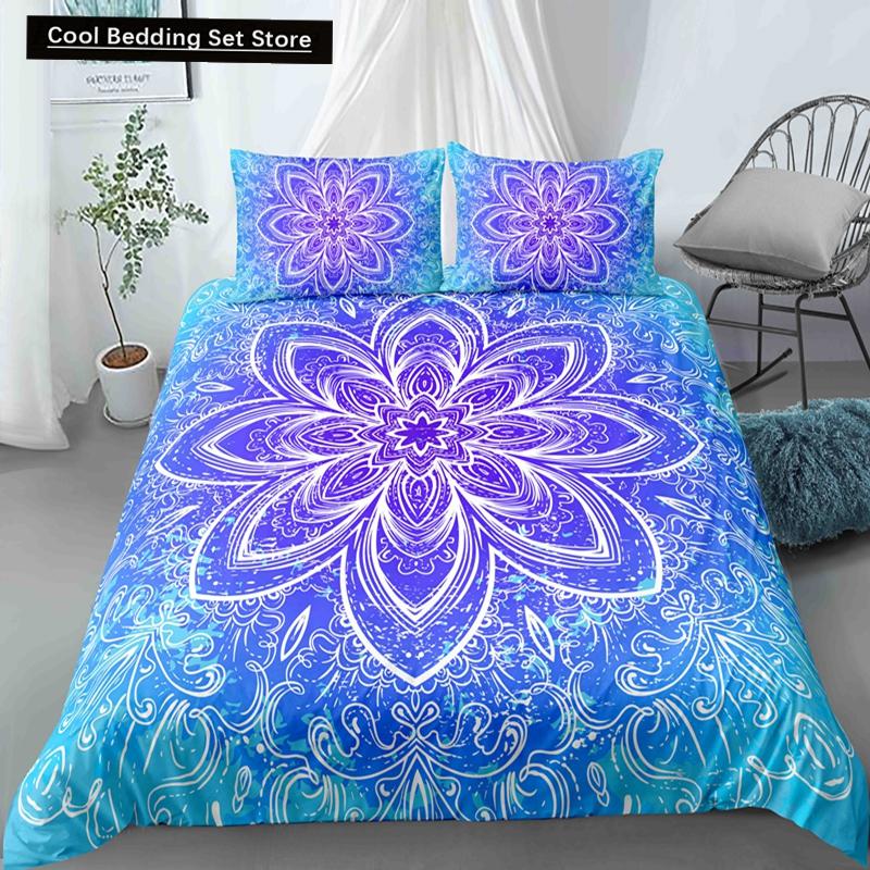 Psychedelic Boho Luxury Bedding Set 2/3PCS with Pillowcase King Mandala Duvet Cover Queen Comforter Cover Polyester Quilt Cover