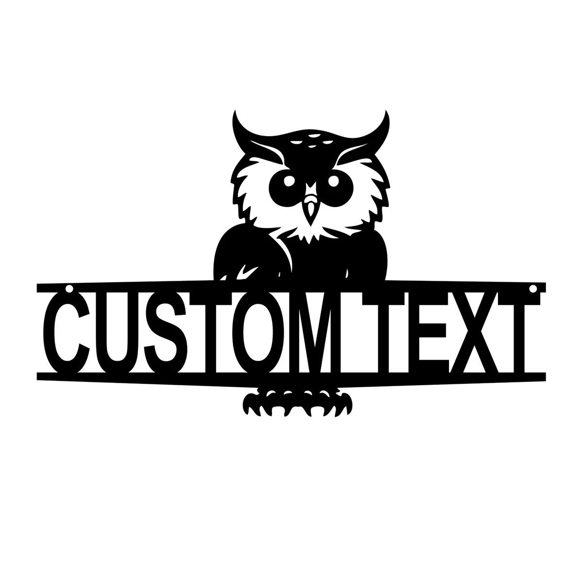 

Owl House Number Sign Personalized Metal Plaque Outdoor Wall Decor чёрный