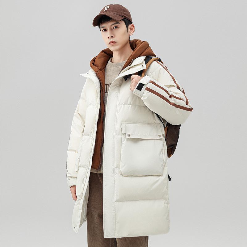 Мужская новая зимняя модная теплая куртка средней длины для мужчин и подростков — фото 4