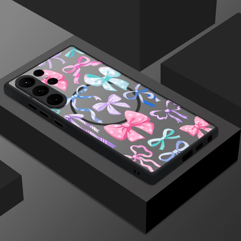 Colorful Bowknots Pattern Case For Samsung Galaxy S26 Ultra S25 Edge S24 Plus S23 S22 S21 FE Magnetic For Magsafe Matte Cover