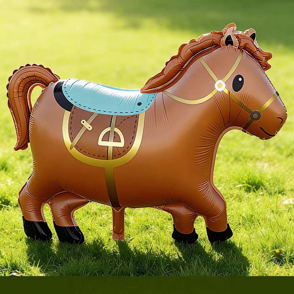 4 PCS Year Of The Horses Party Decoration Balloons,Horse Balloons Brown And Western Horse Foil Balloons For Western Cowboy Horse Theme Birthday Party