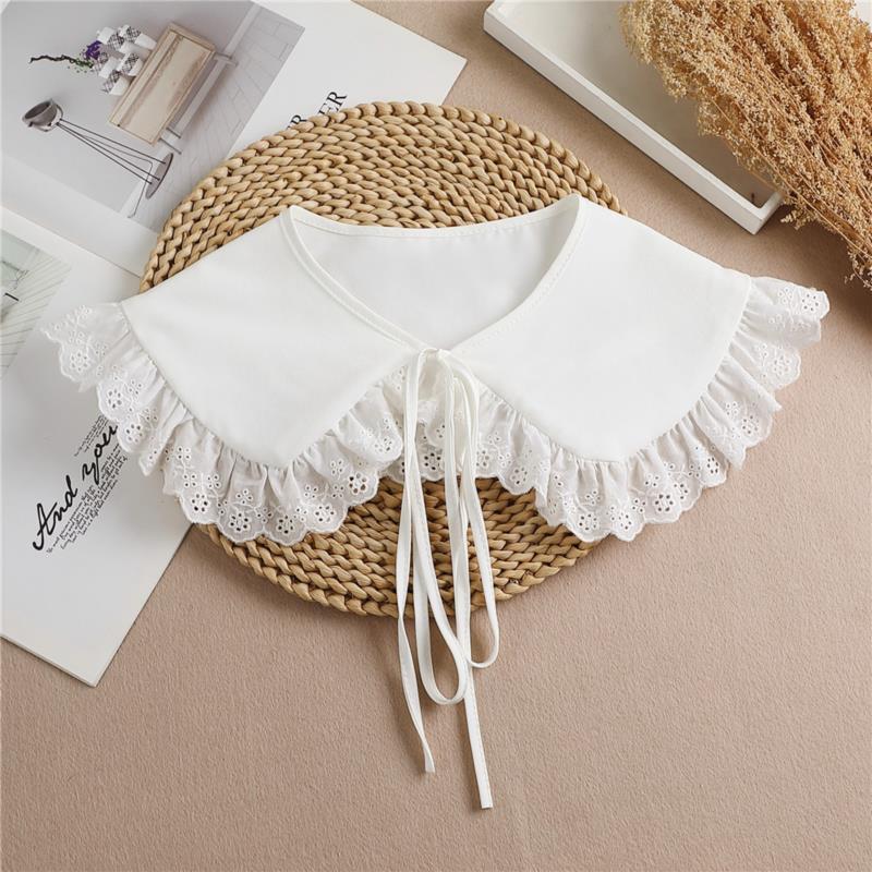 Lace Fake Collar Women Detachable Collars For Women False Collar Embroidery Floral Lolita Lapel Half Shirt Shawl Wrap Decoration
