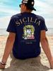 Unisexs 100 Cotton Summer Roundneck Shortsleeved Tshirt Sicily Italian Lemon Print Comfortable Soft Breathable And Relaxing