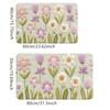 Minzgrüne Gänseblümchen-Tulpen-Badezimmermatte, Rutschfester maschinenwaschbarer Teppich, Florale Küchen-Badezimmer-Dekoration, Ideales Einweihungsgeschenk