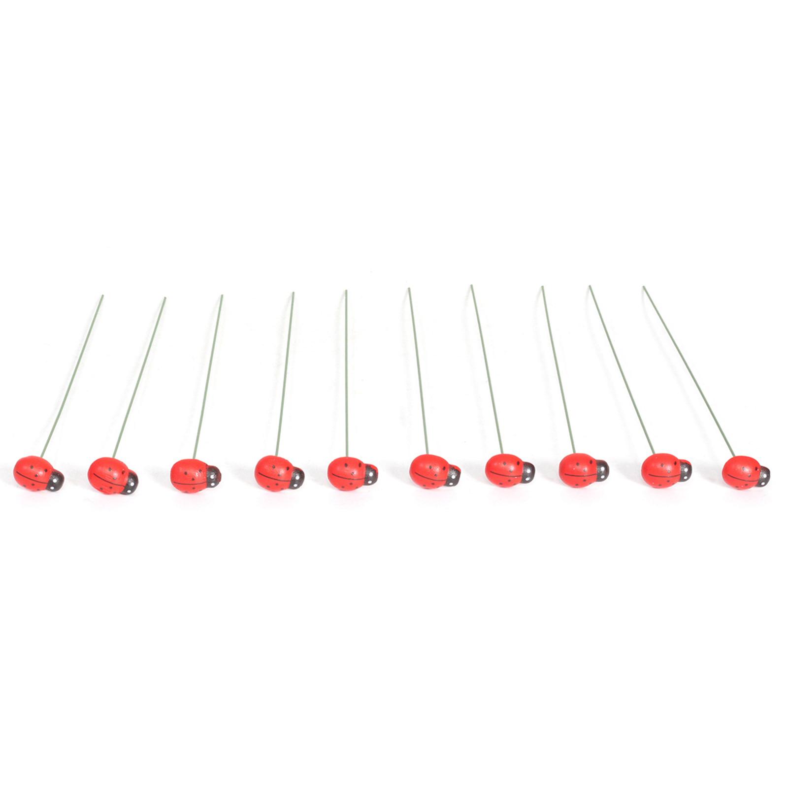 

Set Of 10 Handcraft Wooden Beetles Stakes For Garden And Patio Decoration With Bright Color Yard Landscape Accessories