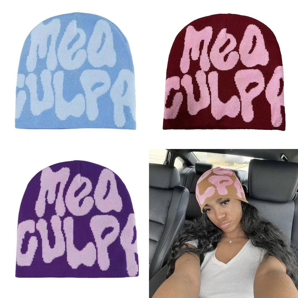 Trendige Mea Culpa Mützen Strickmütze Weiches und dehnbares Material für Komfort