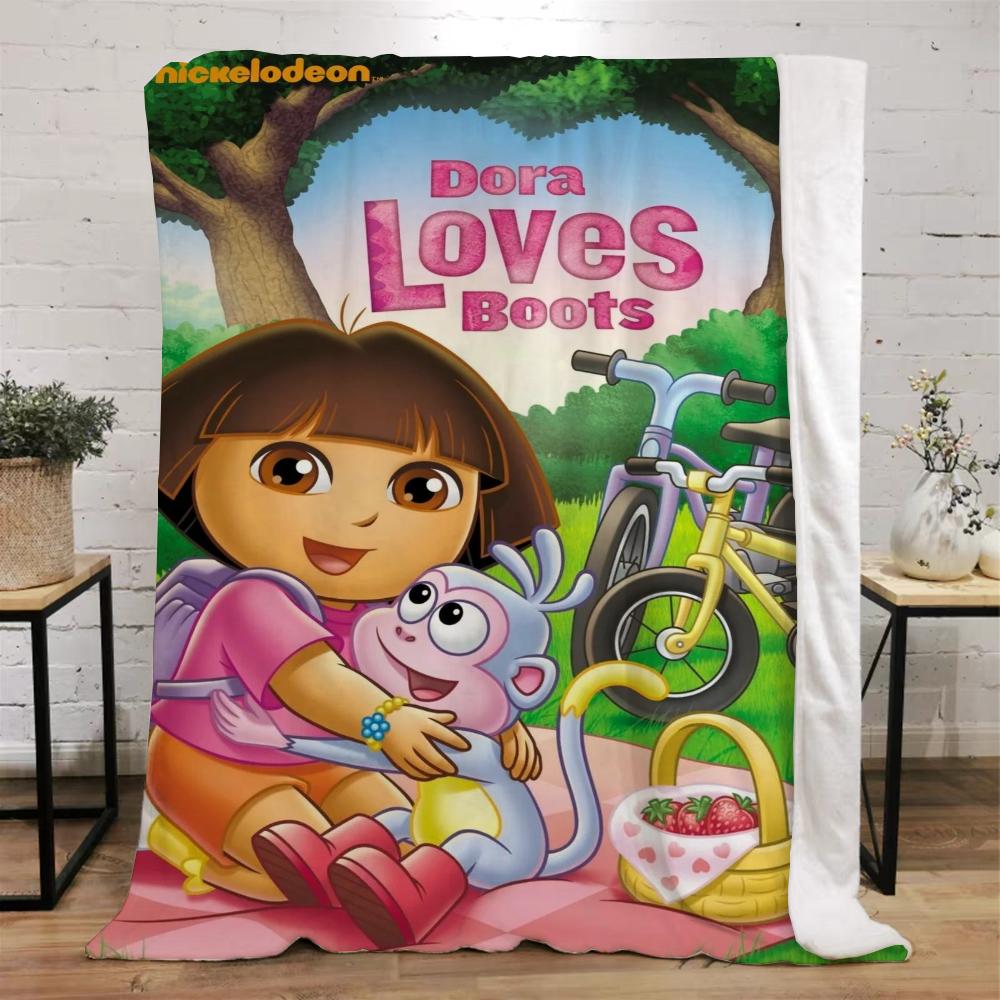 Dora the Explorer Cotton Blanket for Sofa Decoration Luxury Blankets King Size Bed Throw Home Interior Beach Towel Knitted Plaid