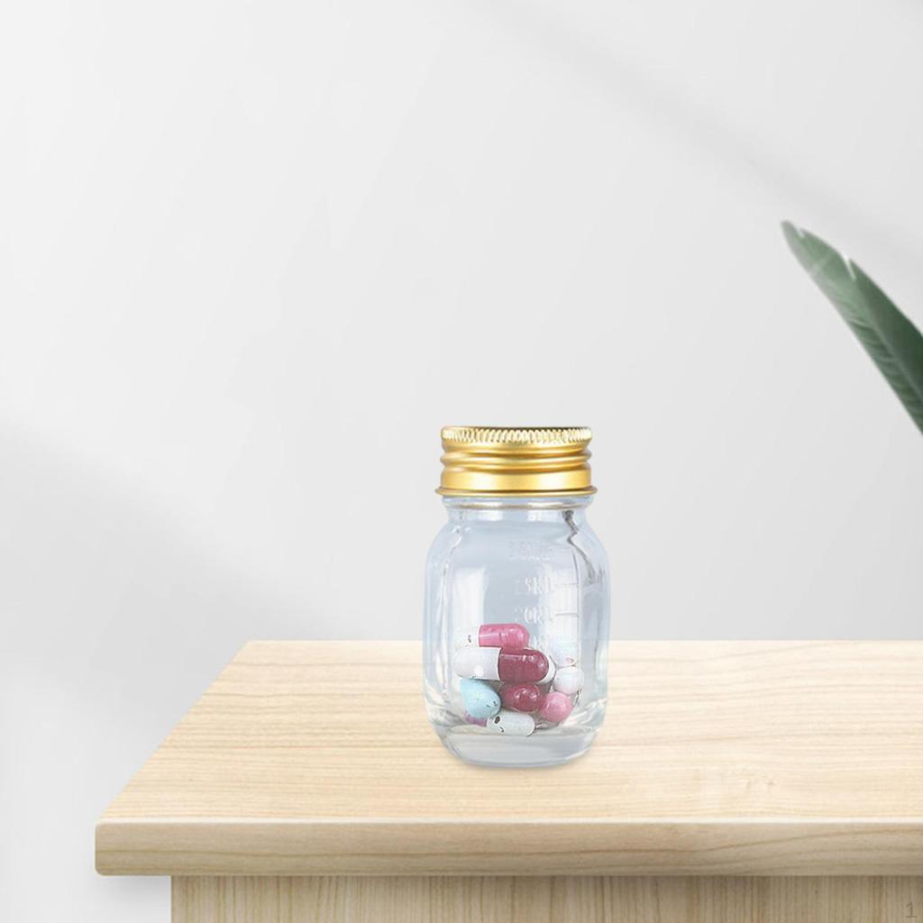 Glass Chemistry Reagent Bottle 30 ml Capacity ,Clear Sample Jar Scientific Glassware Screw Cap for