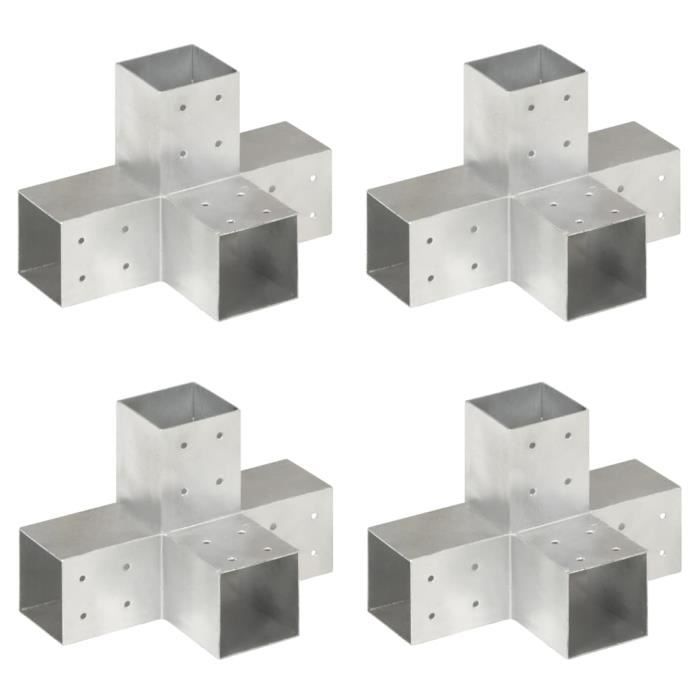 VidaXL Connecteurs de poteau 4 pcs Forme en X Métal galvanisé 81x81 mm