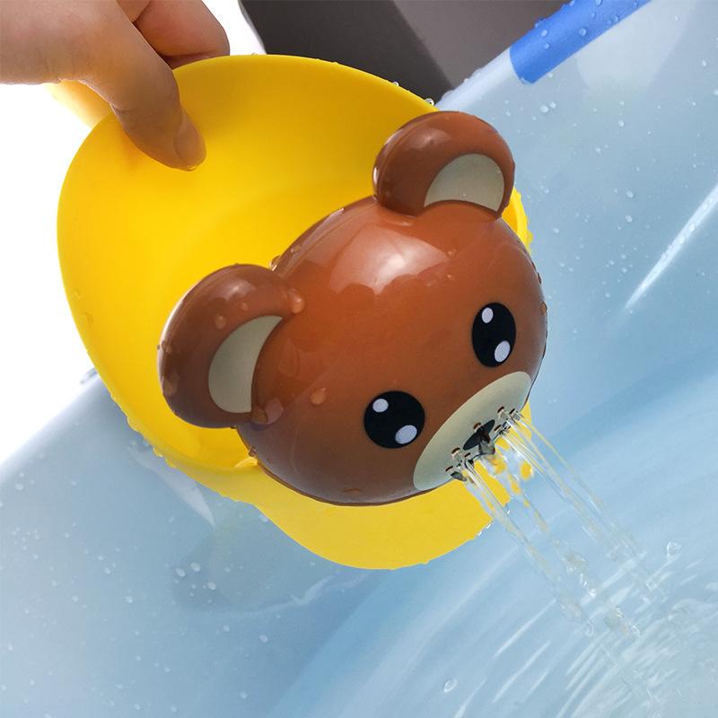 4-teiliges Set Baby Badespielzeug Gummi Süße Ente Bärenform Wasserrad Wassersprühset für Babyparty Schwimmen Badespielzeug Kindergeschenk