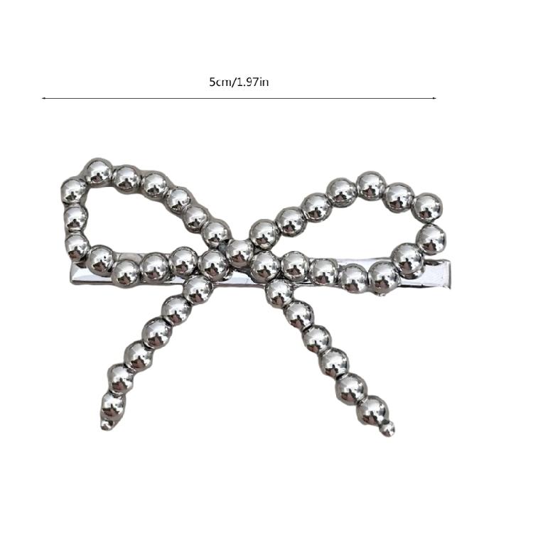Beaded Bowknot Hair Clip Female Duckbill Clip Hairpin Sweet Ballet Hair Decors