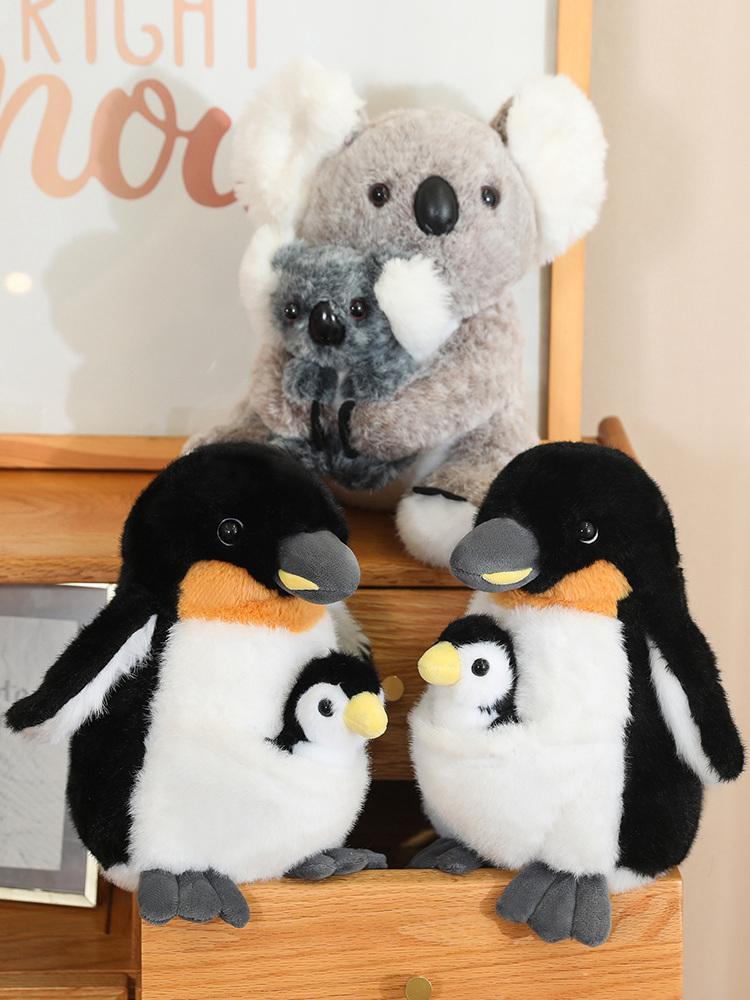 25cm Kawaii Penguin Koala Mother and Son Plush Toys Soft Stuffed Animals Pillow Koala&Penguin Baby Toy Cuddly Gifts Friends Kids