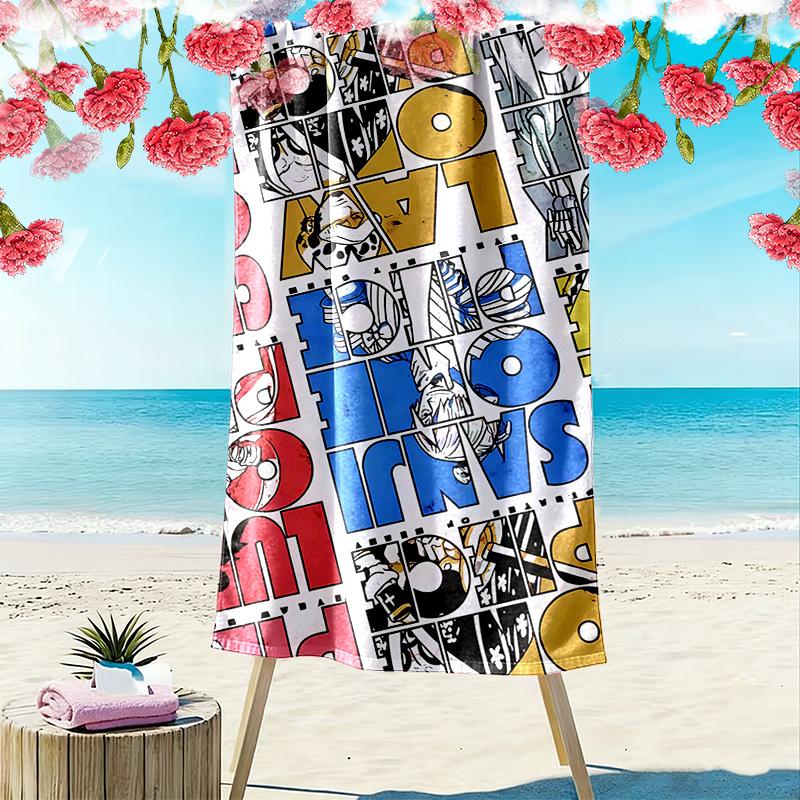 One Piece3 Print Beach Towel, Large Soft Quick Dry Towel for Beach Camping Swimming