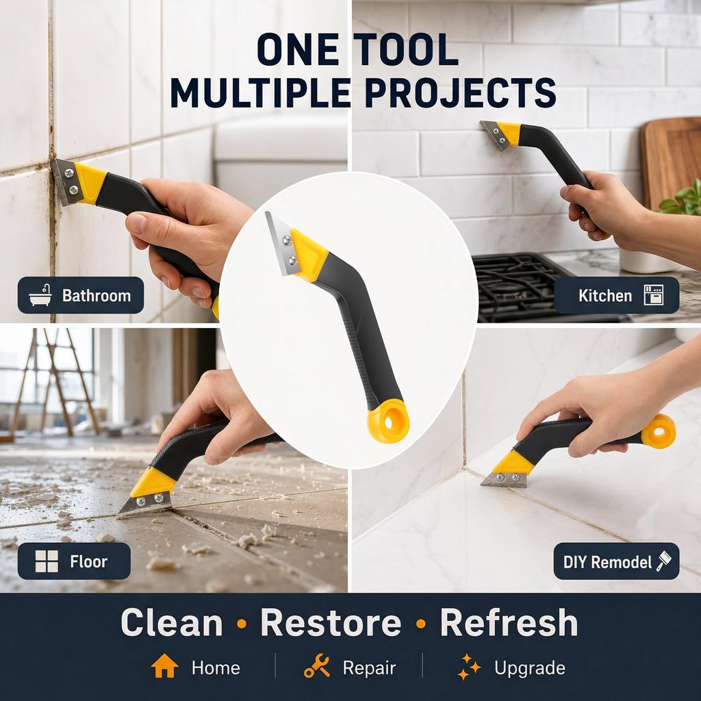 Tile Grout Saw Grout Removal Tool Waterproof Grout Removal Tool Kit with 3pcs Replacement Blade for Tile Cleaning Removing Paint