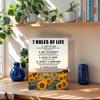 Motivational Wall Decor for Office & Classroom - 7 Rules of Life Pirational Positive Affirmations Wall Art, Sunflowers Uplifting Quotes Canvas