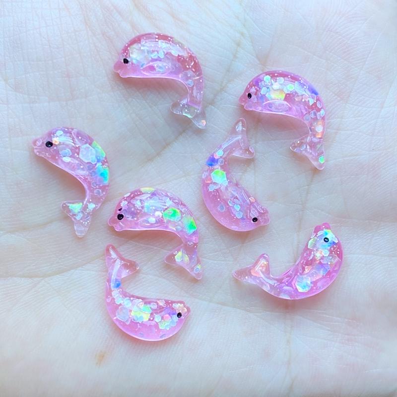 20Pcs Resin Lovely Mini Cartoon Shining Dolphin Flatback Cabochon Scrapbook Kawaii DIY Jewelry Craft Decoration Accessories L69