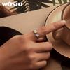 WOSTU 925 Silver Yellow Zircon Flower Open Ring Citrine Stud Earrings For Women Wedding Jewelry Set Girl Mom's Birthday Gift