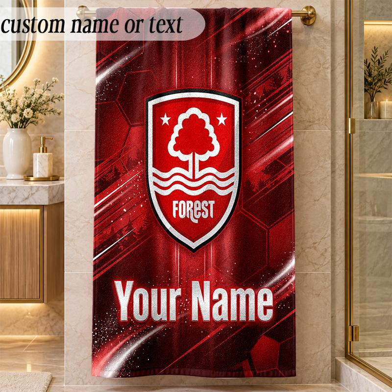 Beach TowelNottingham Forest FC Custom Name Text Personalized Soft Towel for Beach Pool Indoor Home Decor Gift