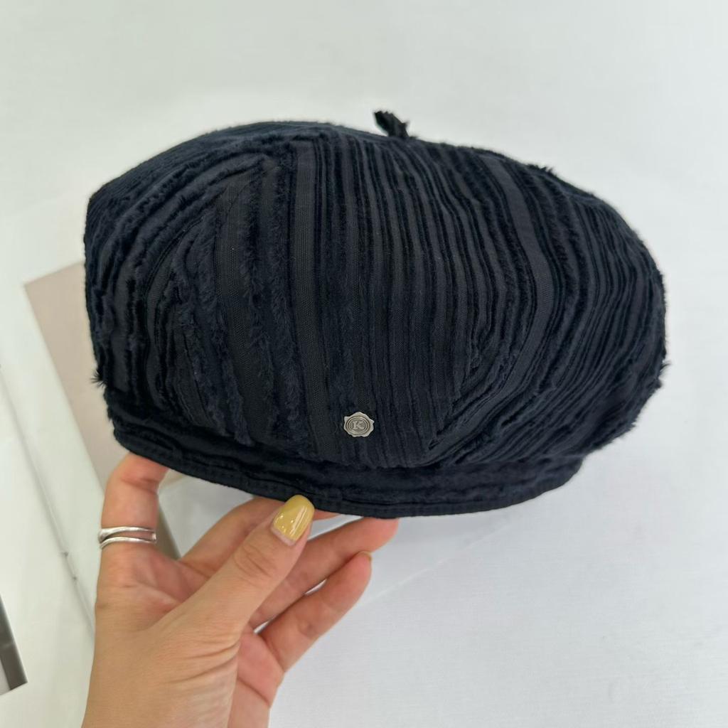 Retro Plaid Pumpkin Hat Octagonal Hat Shows a Small Face, New Versatile Big Version Newsboy Hat Beret Spring and Summer