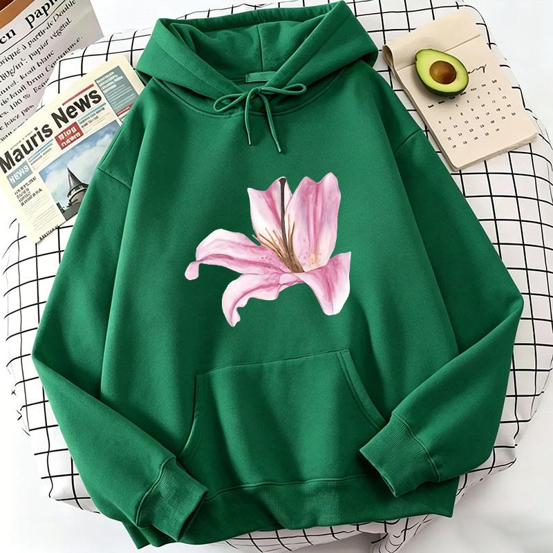 Casual Flower Print Hoodies Hoodies Sweatshirts Women Tops Spring Autumn Winter Oversized Graphic Hoody