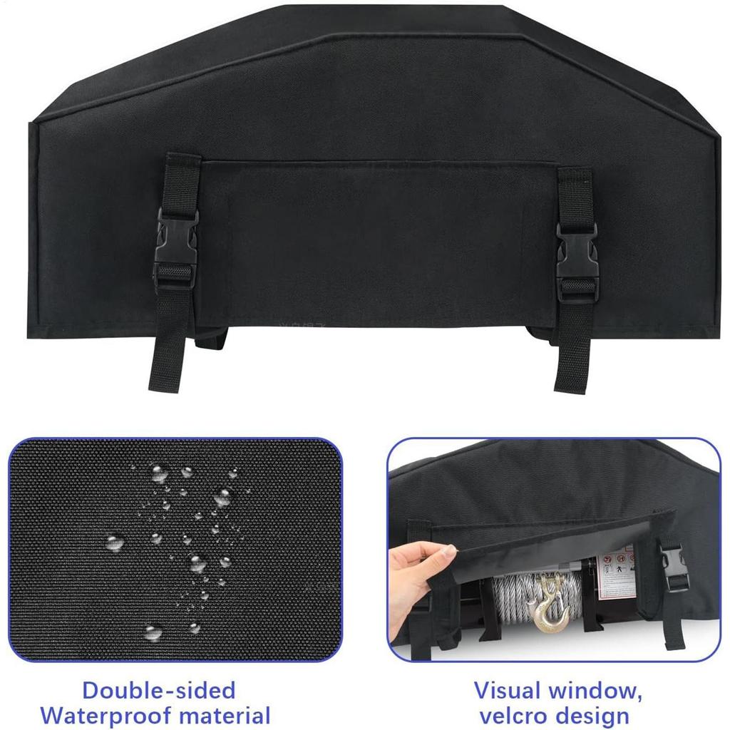 Winch Protection Cover UV Protection Adjustable Straps Oxford Waterproof Dust Cover For Snow Automobile Automotive Car Outdoor