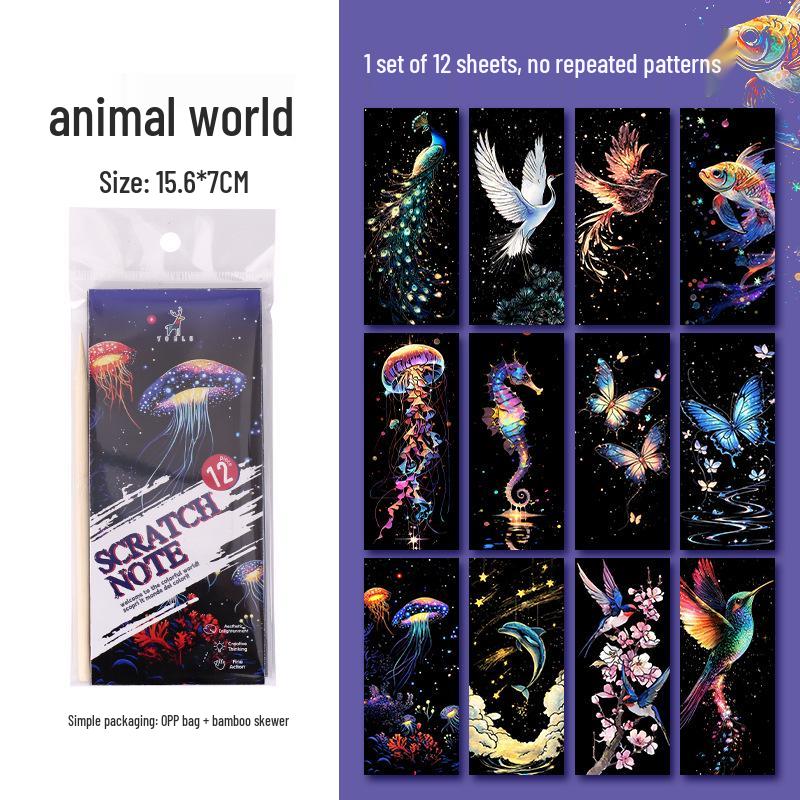 Colorful DIY Scratch Art Bookmarks: Portable Painting & Graffiti Toys for Kids