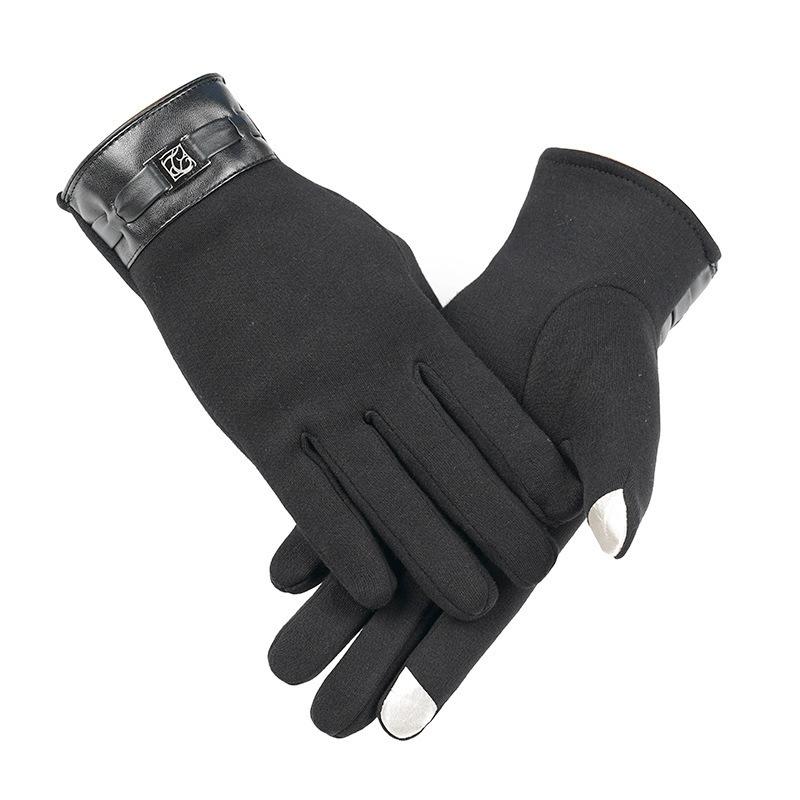 Warm Gloves New Rabbit Velvet Bow Outdoor Cycling Versatile Windproof and Cold Autumn and Winter Gloves