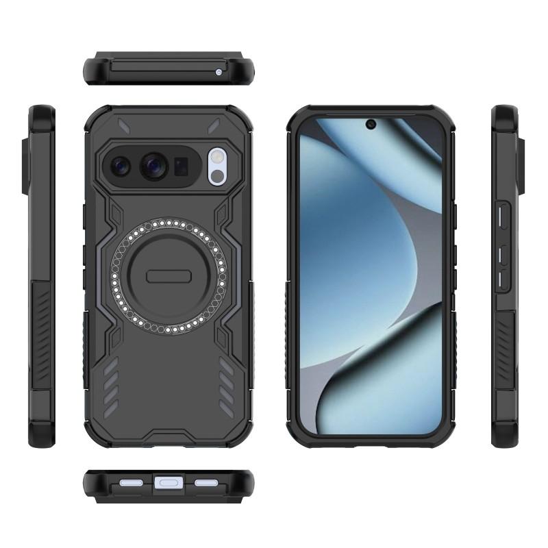 For Google Pixel 10 Pro Magnetic Case WANLONFENG DJ Series PC TPU Phone Cover with 2Pcs Tempered Glass Film