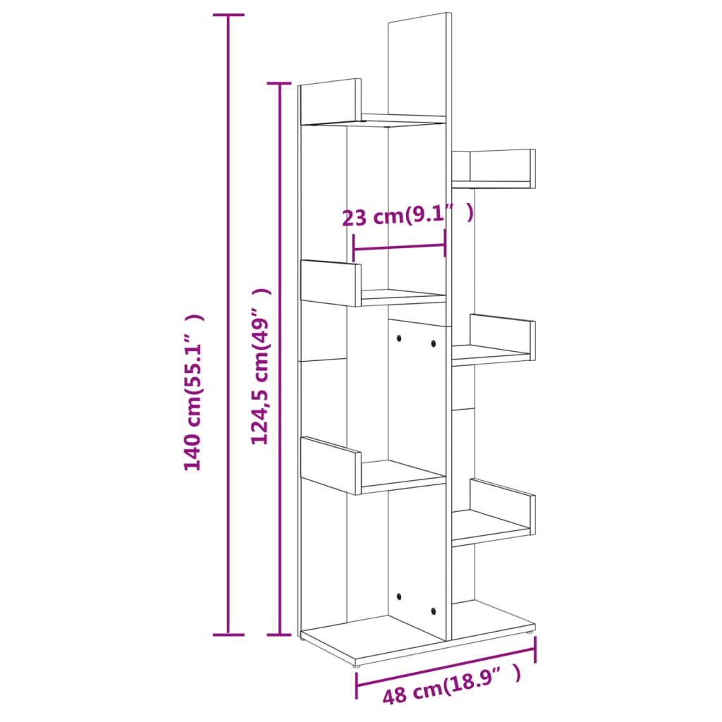 Bookshelf Sonoma Oak 48 x 25.5 x 140 cm Particleboard