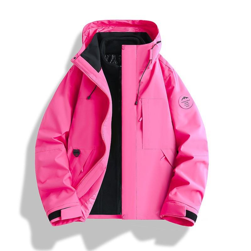 Mens Womens 3-in-1 Removable Hooded Windproof Warm Outdoor Jacket Hiking Camping Fishing Cycling