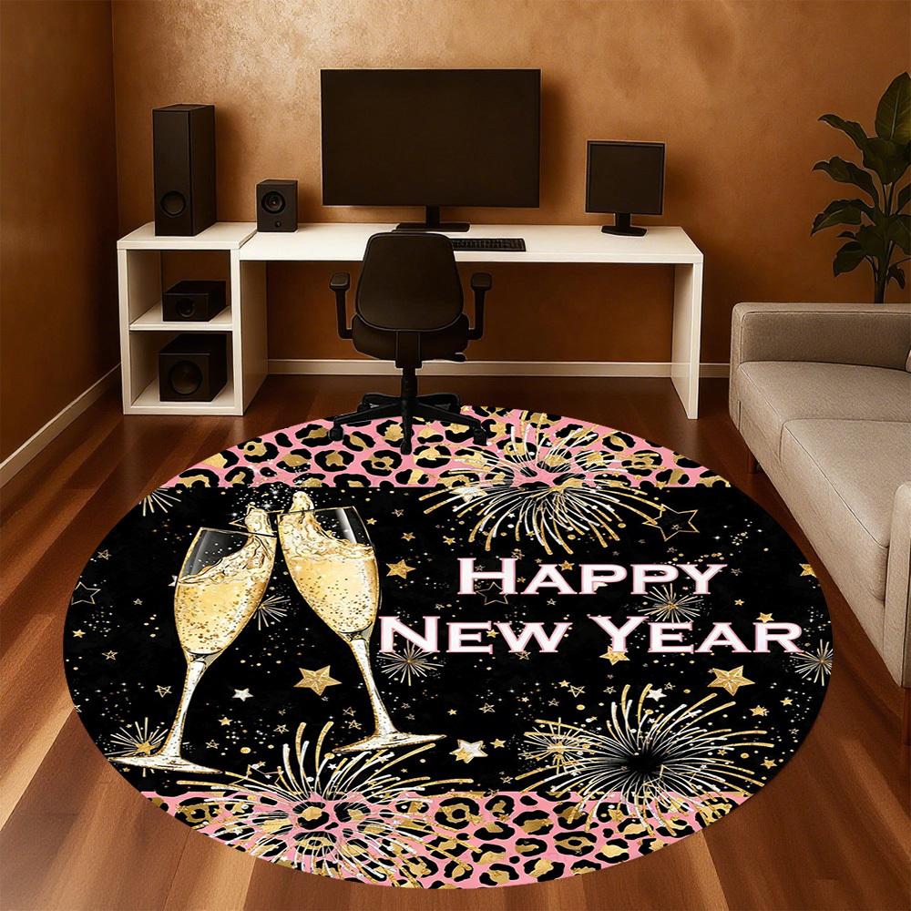 1pc New Year Celebration Round Chair mat office Area Rug - Non-Slip, Floor Mat for Office, Bedroom, Ideal home decor gift c0112067