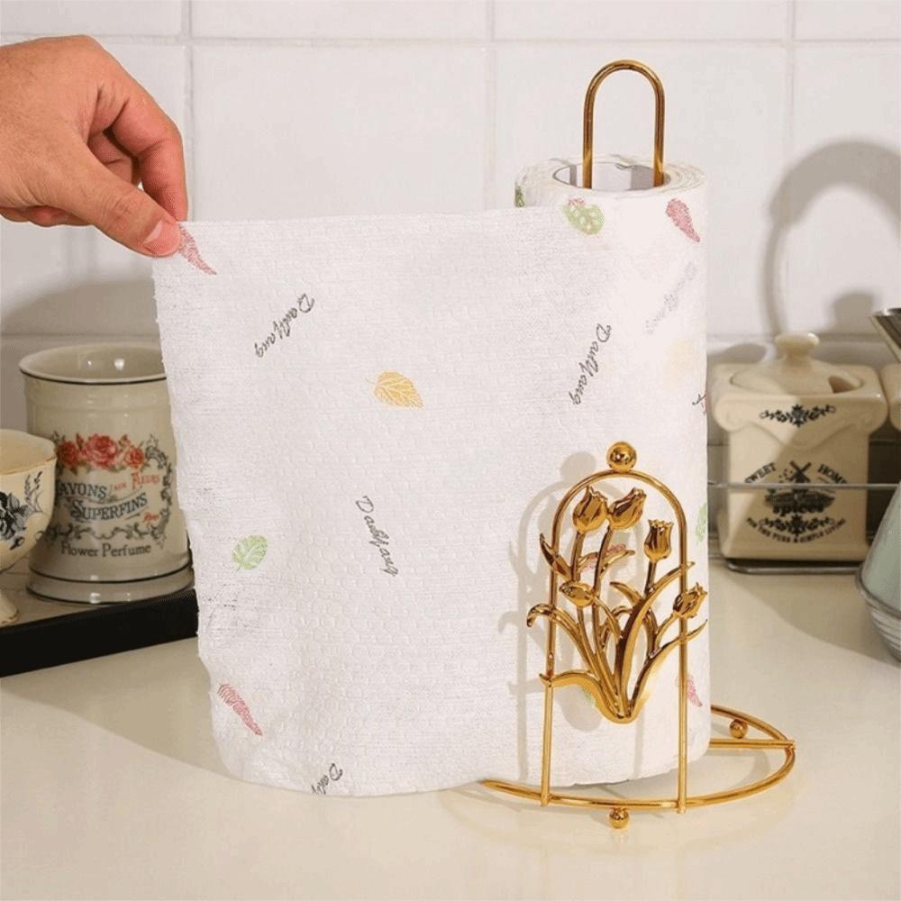 Gold Roll Paper Towel Holder Free Standing Vertical Paper Shelf Vertical Napkins Rack  Dining Table