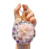 Women Folding Mirror Keychain Portable Make-up Mirror Pendant Rhinestones Faux Pearl Double-Sided Mirror