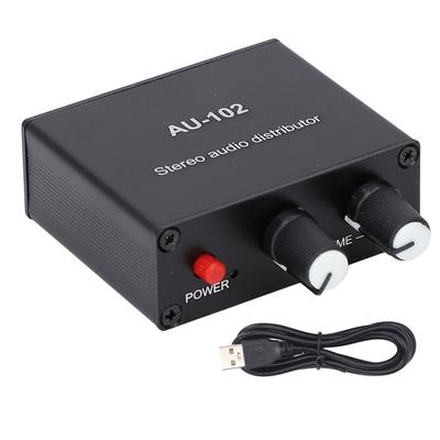 Aktiver Soundverteiler 2-Wege 1 Eingang 2 Ausgänge Mini Kleiner Verstärker 3,5mm Schnittstelle Unabhängige Lautstärkeregelung DC5V