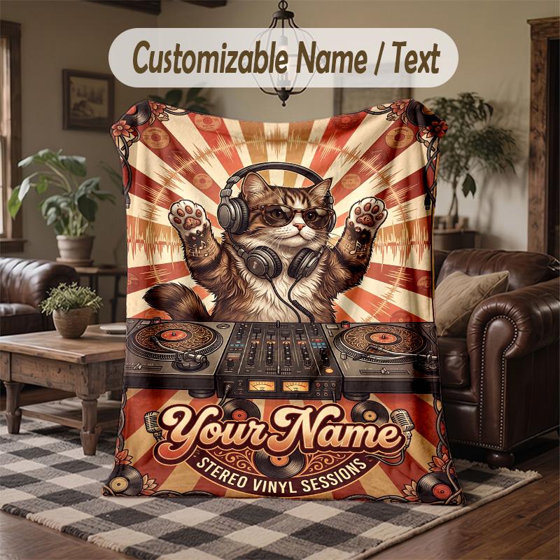 Diverse Dogs Harmony Theme Throw Blanket Custom Name Text Personalized Blanket Soft Cozy Blanket for Home Sofa Bed
