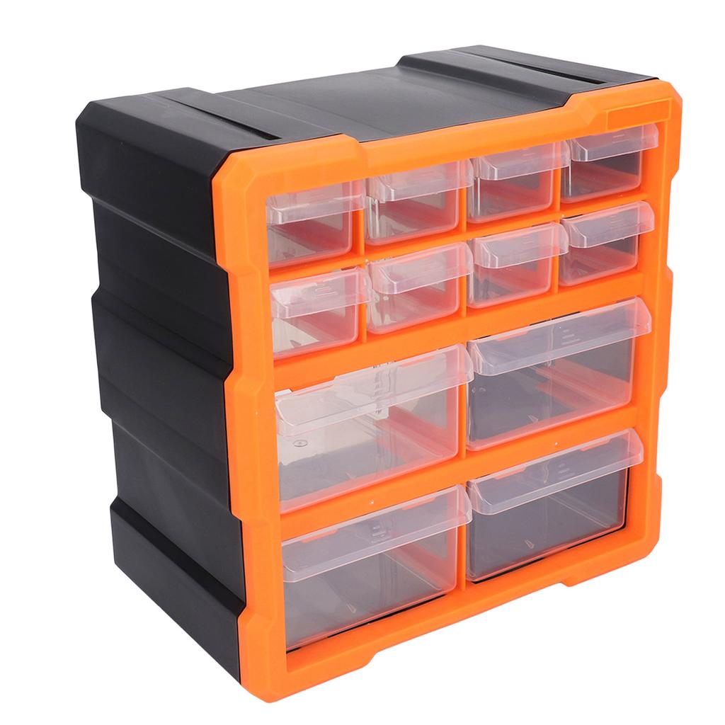 12 Drawer Hardware Organizer Office Stationary Craft Translucent Drawer Workshop Screw Storage Box
