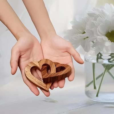 Interlocking Hearts Wood Tabletop Decor Romantic Joined Heart Craft For Newlyweds Couples Home Decorators Craft Lovers