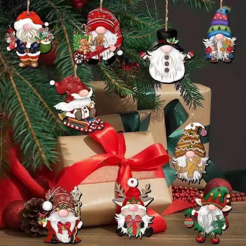 Set Wooden Christmas Dwarf Gnome Decoration Christmas Tree Decoration Wooden