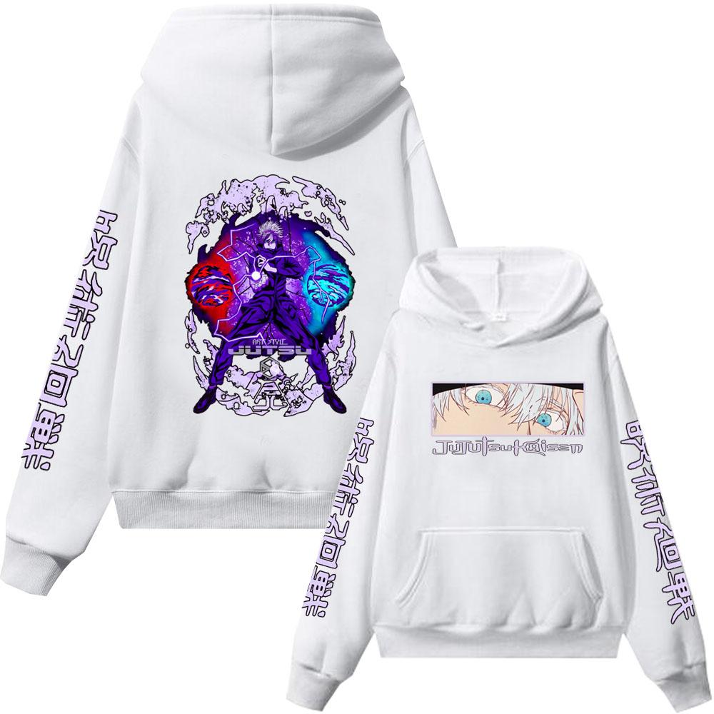 Gojo Satoru Anime Hoodie Jujutsu Kaisen Graphic Printed Hoodies Vintage Oversized Hooded Cotton Long Sleeves Men Women Clothes